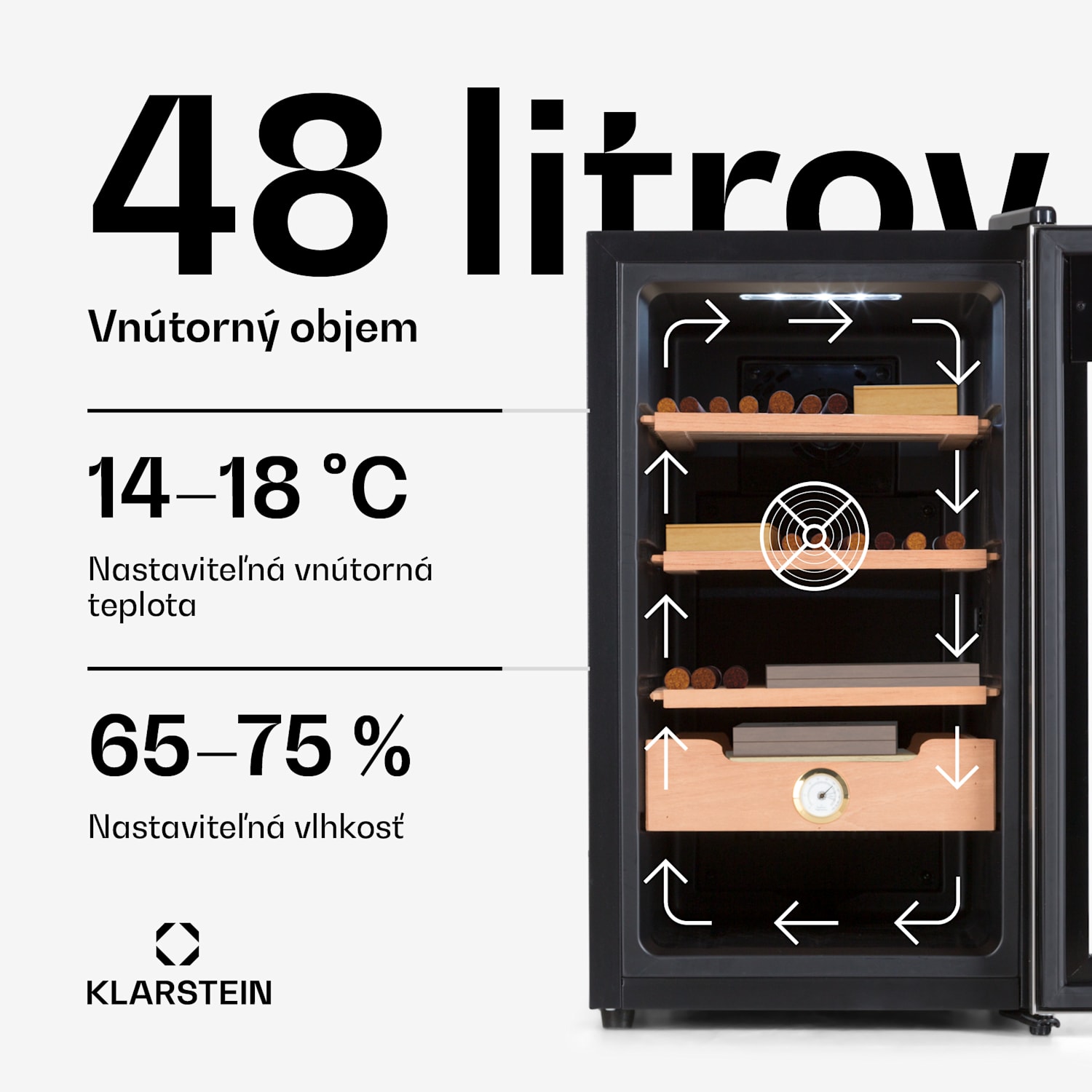 El Presidente 48, humidor na cigary, 48 l, 2 zásuvky, 1 priehradka z cédrového dreva Strieborná
