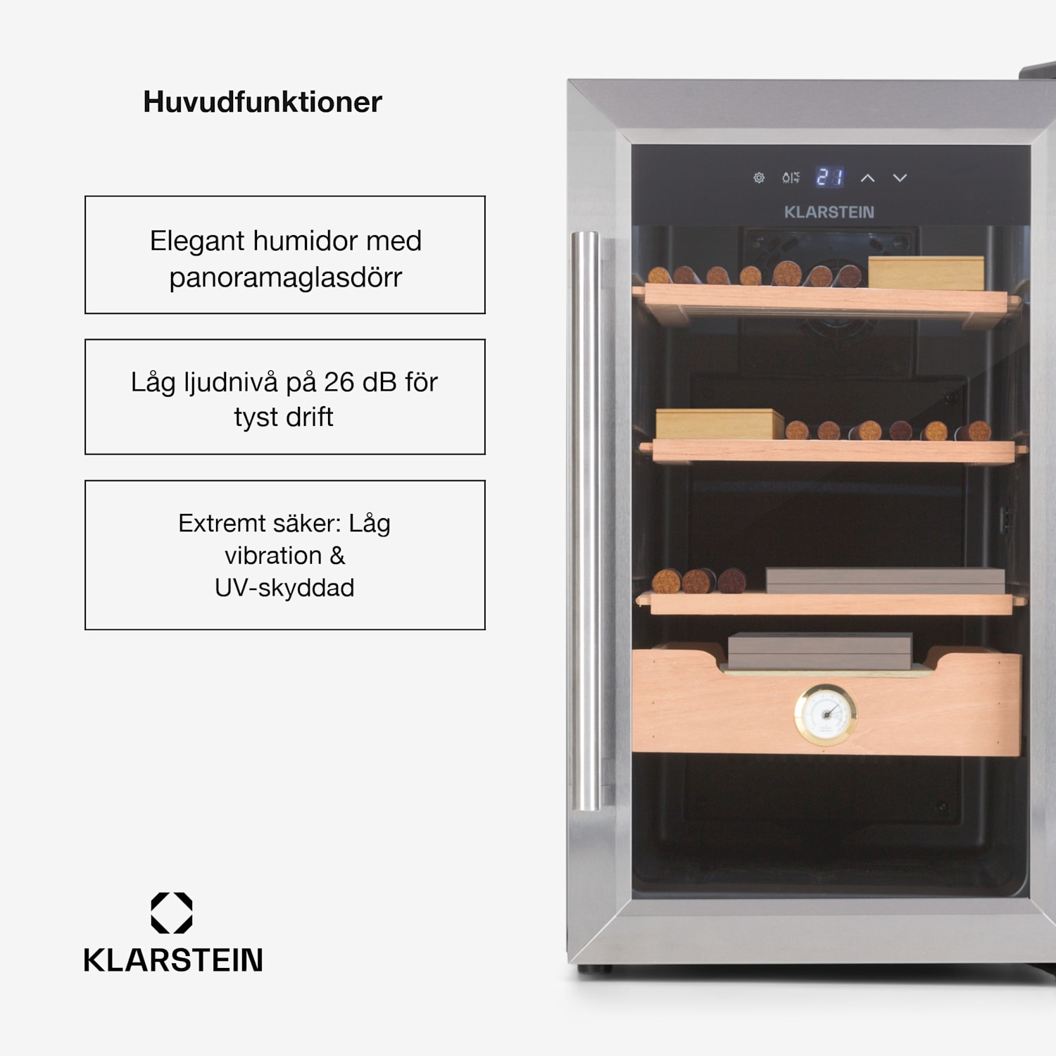 El Presidente 48 cigarrhumidor 48 l 3 insatser 1 fack cederträ Silver