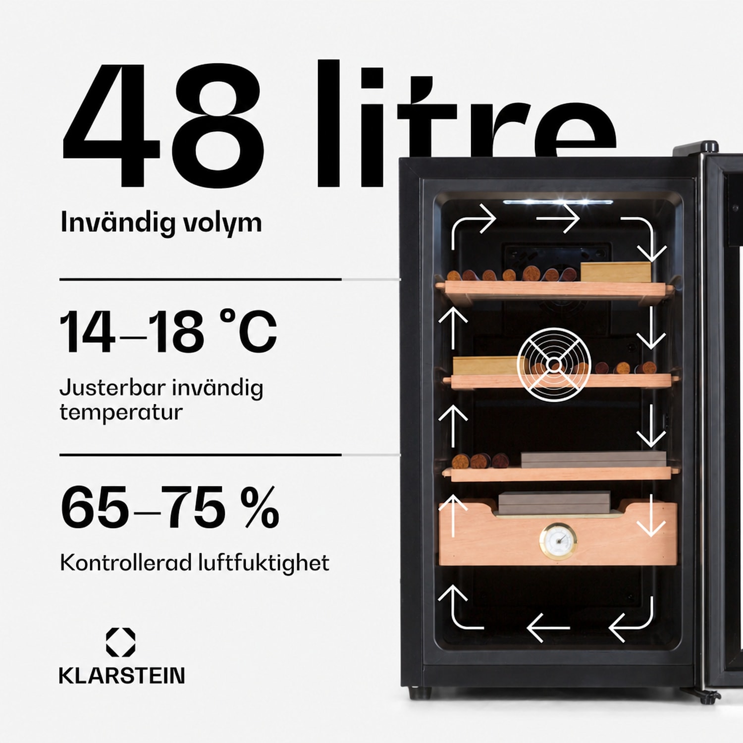 El Presidente 48 cigarrhumidor 48 l 3 insatser 1 fack cederträ Silver