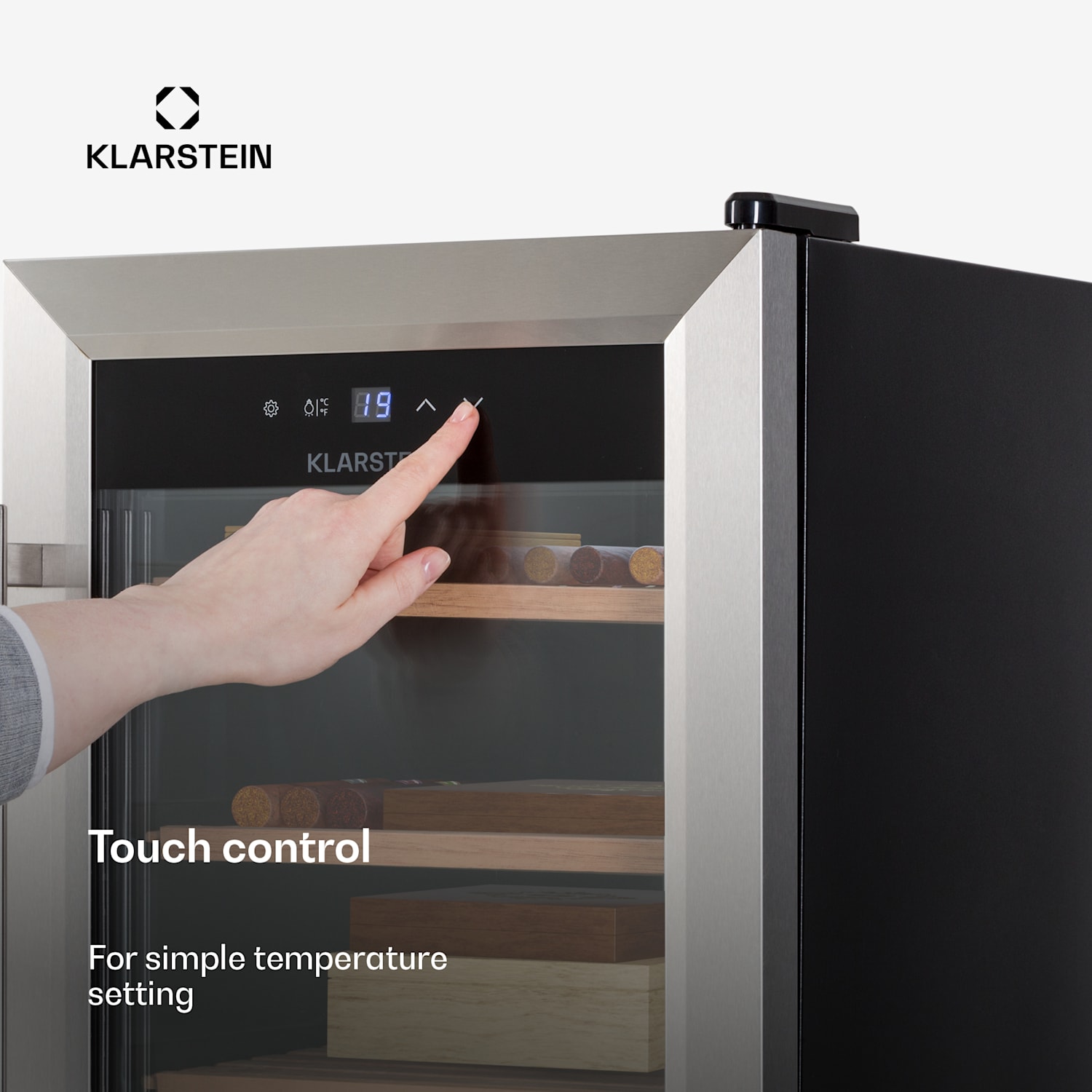 Klarstein El Presidente 48 humidor 48L  3 Gavetas 1 Compartimento Madeira de Cedro Prateado