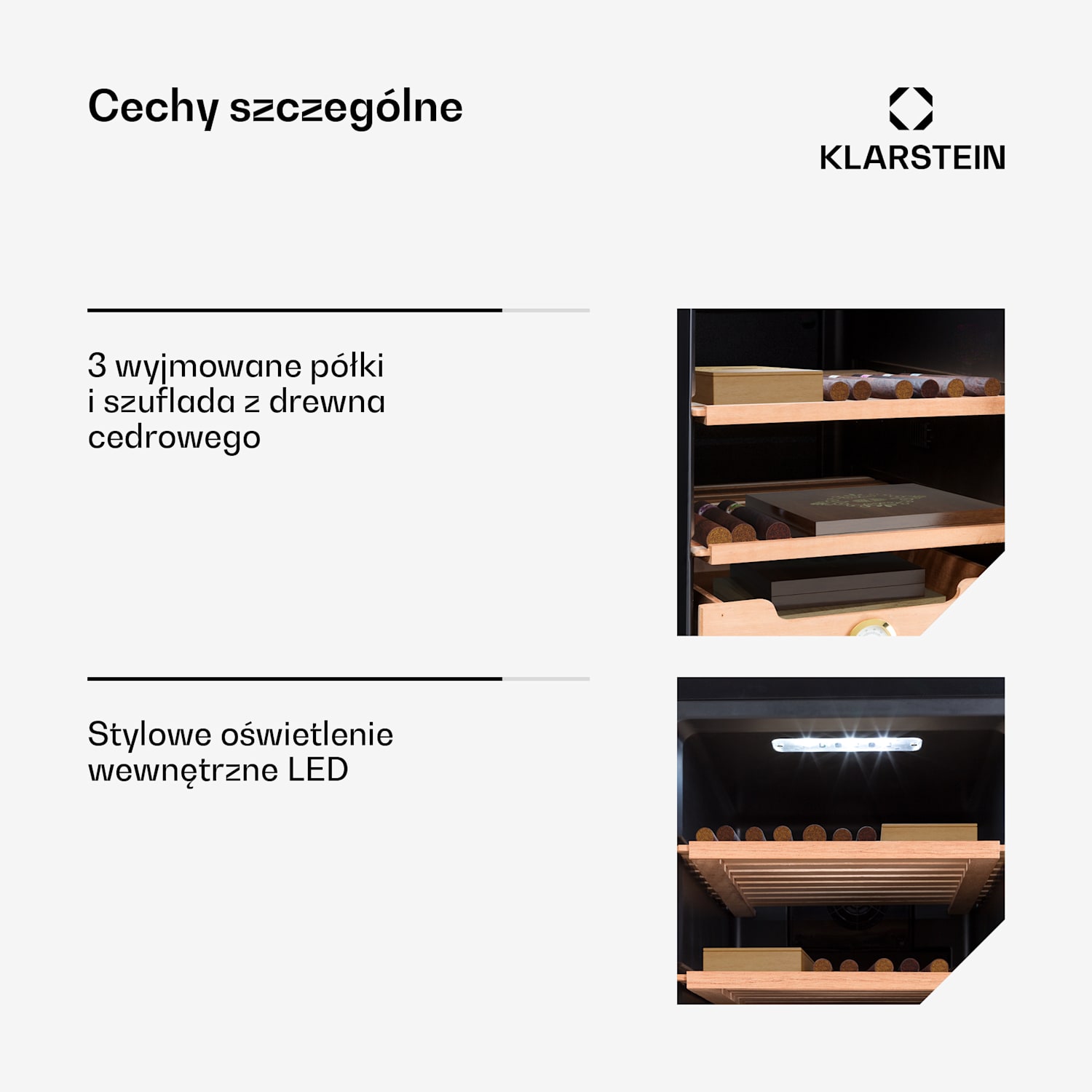 El Presidente 48, humidor do cygar, 48 l, 3 szuflady, 1 przegródka z drewna cedrowego 