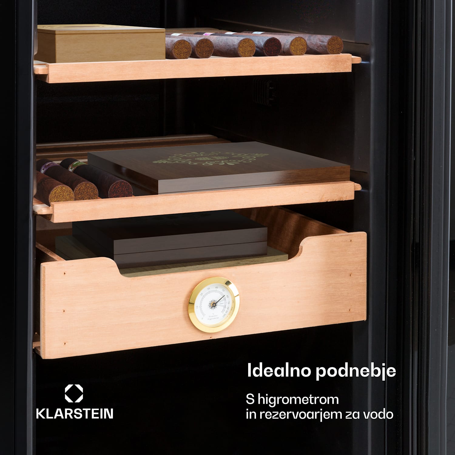 El Presidente 48, Humidor za cigare, 48L,   3 predali, 1 predal iz cedrovega lesa 