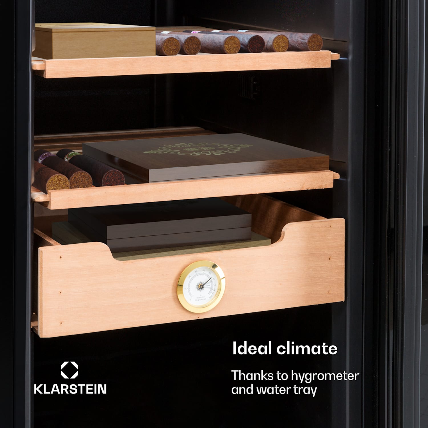 Klarstein El Presidente 48 humidor 48L  3 Gavetas 1 Compartimento Madeira de Cedro 