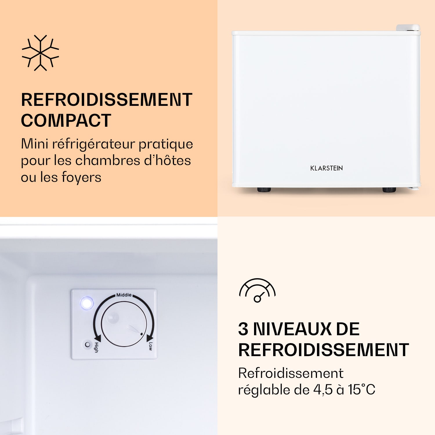Mini réfrigérateur cachette secrète 2 niveaux 17 L 26 dB thermoélectrique 