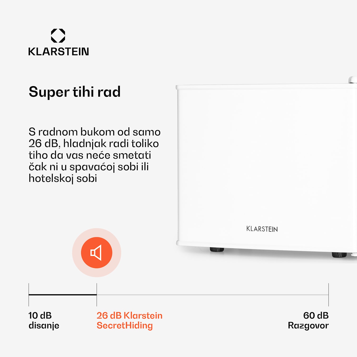 Geheimversteck, mini hladnjak, 2 područja, 17 litara, 26dB, termoelektrični 17 Ltr | Bijela