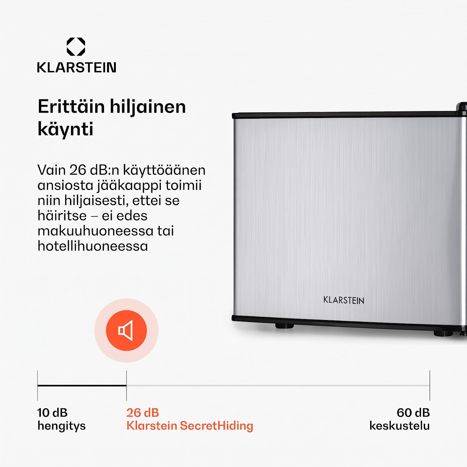 SecretHiding minijääkaappi 2 tasoa 17 litraa 26 dB lämpösähköinen 17 L | Hopea