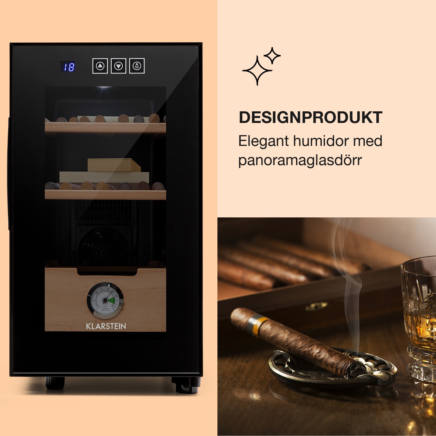El Presidente 23 Humidor 45 W touch bokträ 23 l LED Svart