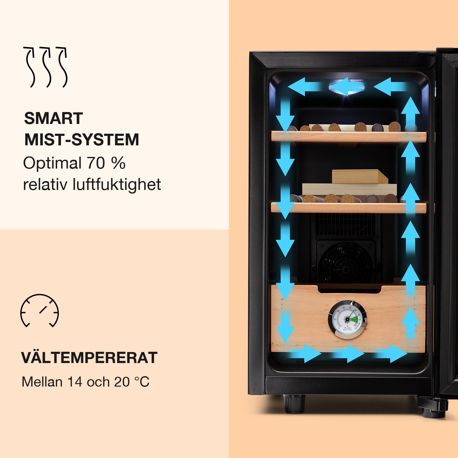 El Presidente 23 Humidor 45 W touch bokträ 23 l LED Svart