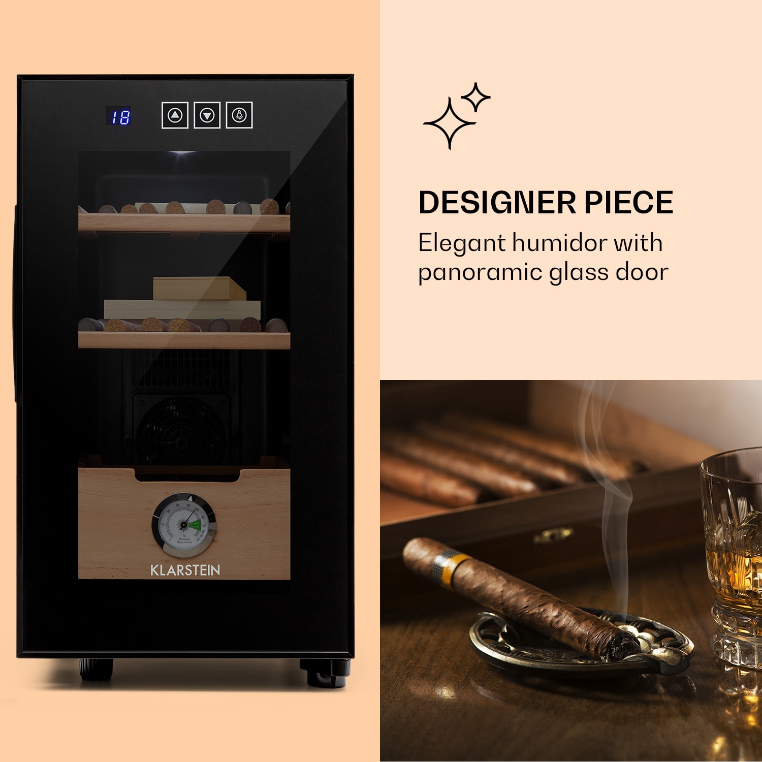El Presidente 23 humidori 45 W kosketus pyökkiä 23 l LED Musta