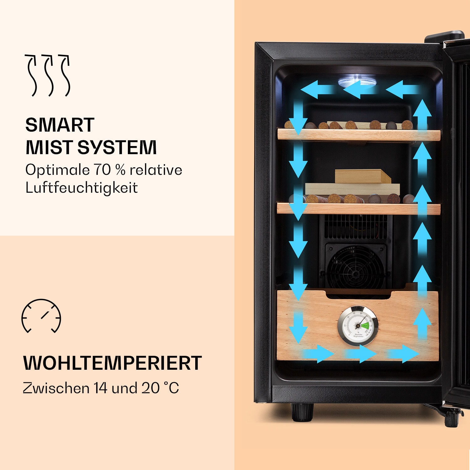 El Presidente 23 Humidor  45 W Touch Buchenholz 23L LED 
