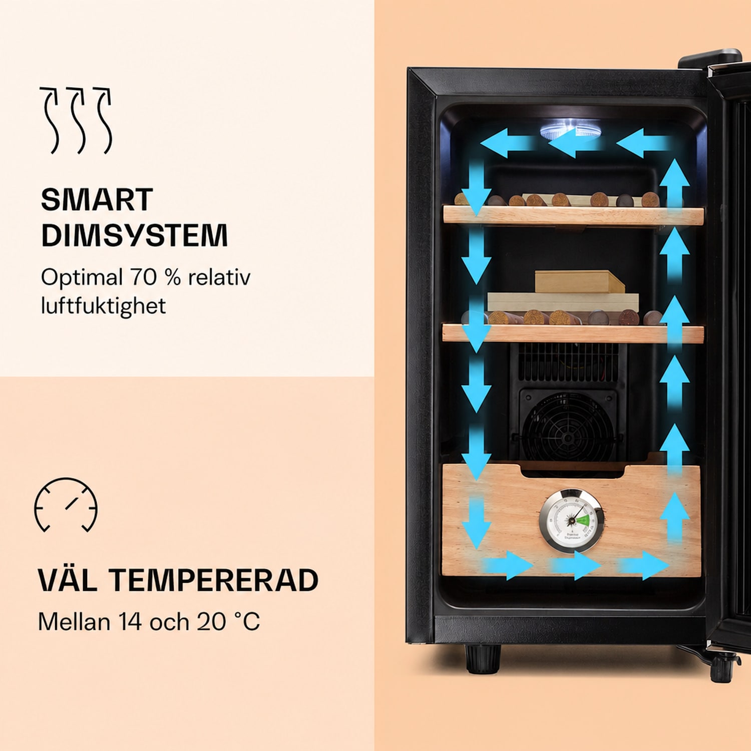 El Presidente 23 Humidor 45 W touch bokträ 23 l LED Silver