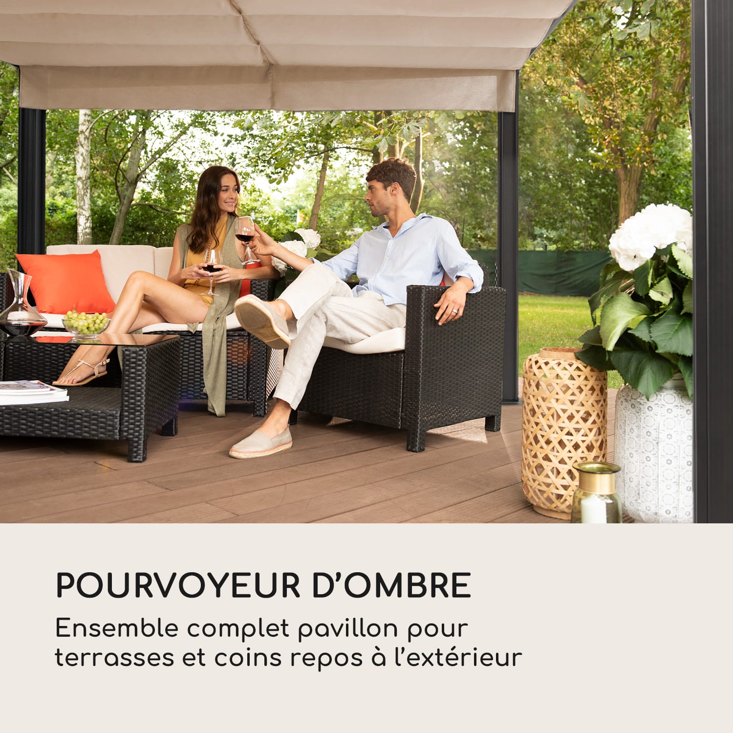 Pantheon Cortina Pergola set vervangende zijwanden: 4 wanden 200 g/m² polyester doek 3 x 3 m 3 x 3 m | Zand