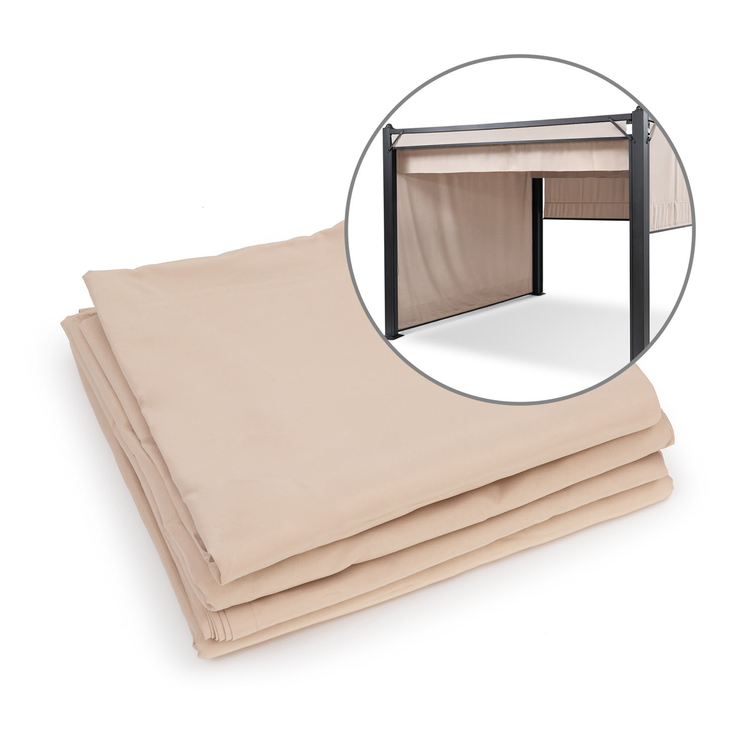 Pantheon Cortina, rolety do altany ogrodowej, zestaw 4 sztuk, tkanina poliestrowa 200 g/m², 3 x 3 m 3 x 3 m | Piasek