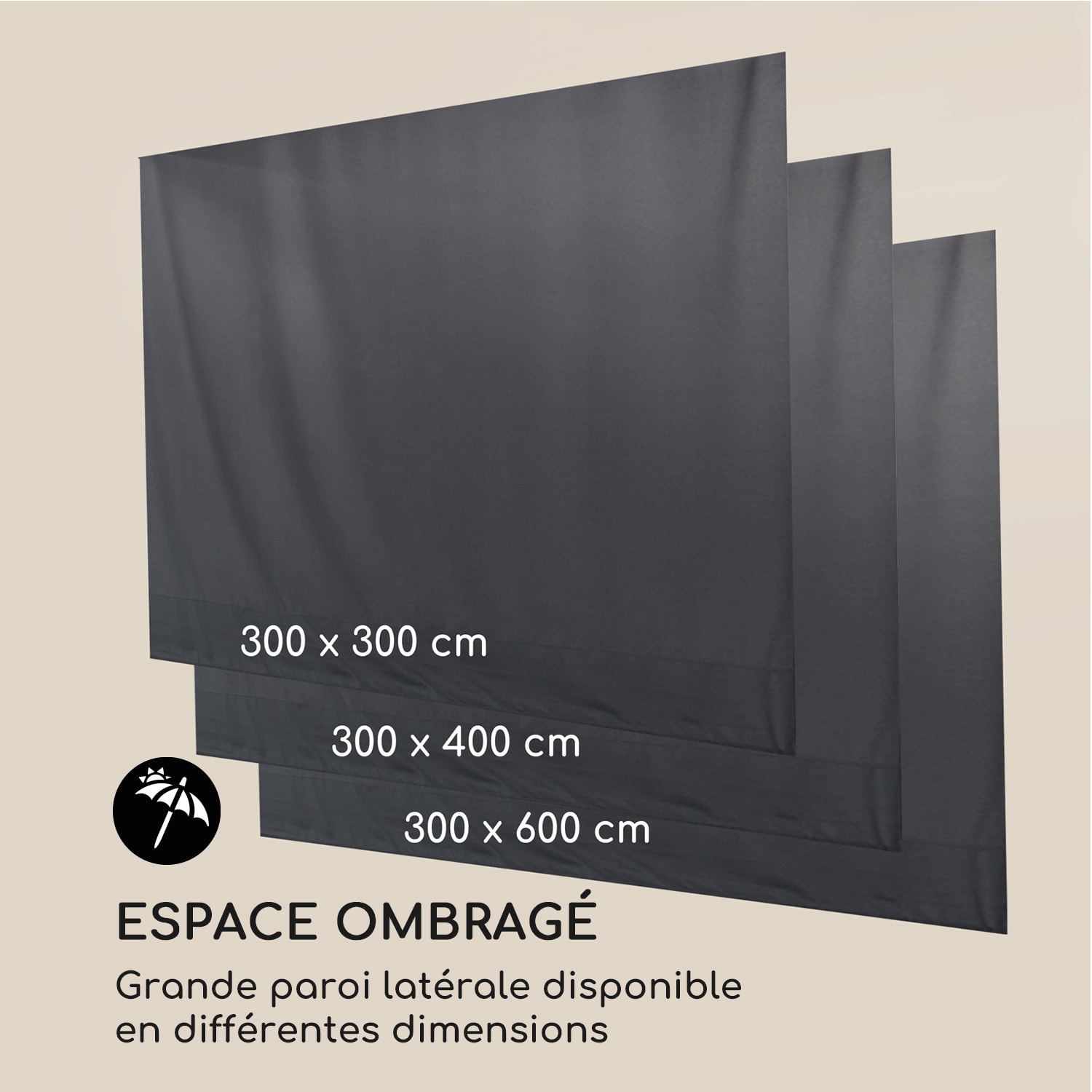 Pantheon Cortina Pergola ensemble de parois latérales de rechange 4 parois 200 g/m² Toile polyester 3x4 m 3 x 4 m | Gris Foncé