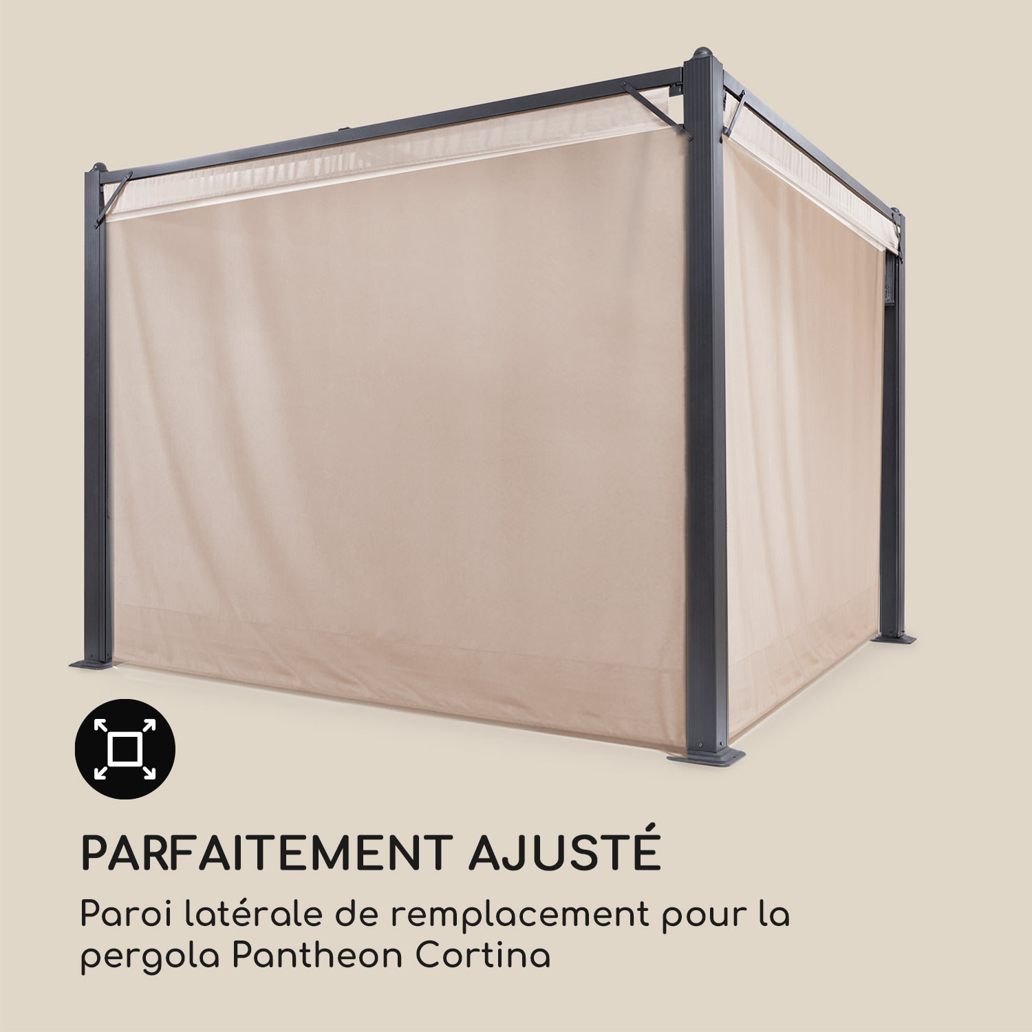 Pantheon Cortina Pergola ensemble de parois latérales de rechange 4 parois 200 g/m² Toile polyester 3x4 m 3 x 4 m | Beige