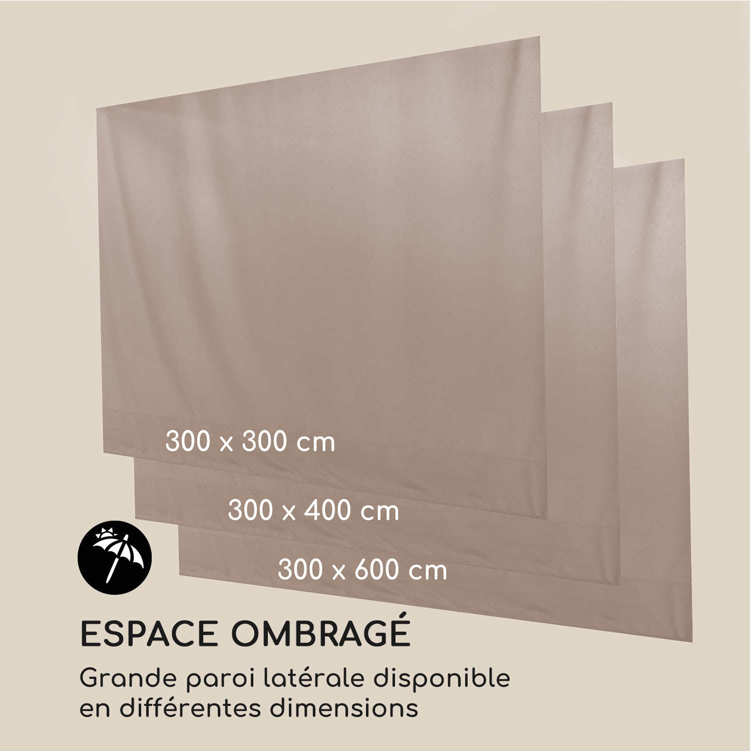 Pantheon Cortina Pergola ensemble de parois latérales de rechange 4 parois 200 g/m² Toile polyester 3x4 m 3 x 4 m | Beige