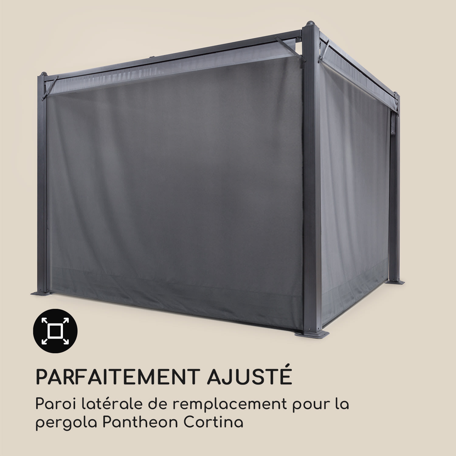 Pantheon Cortina Pergola set vervangende zijwanden: 4 wanden 200 g/m² polyester 3 x 6 m 3 x 6 m | Donkergrijs