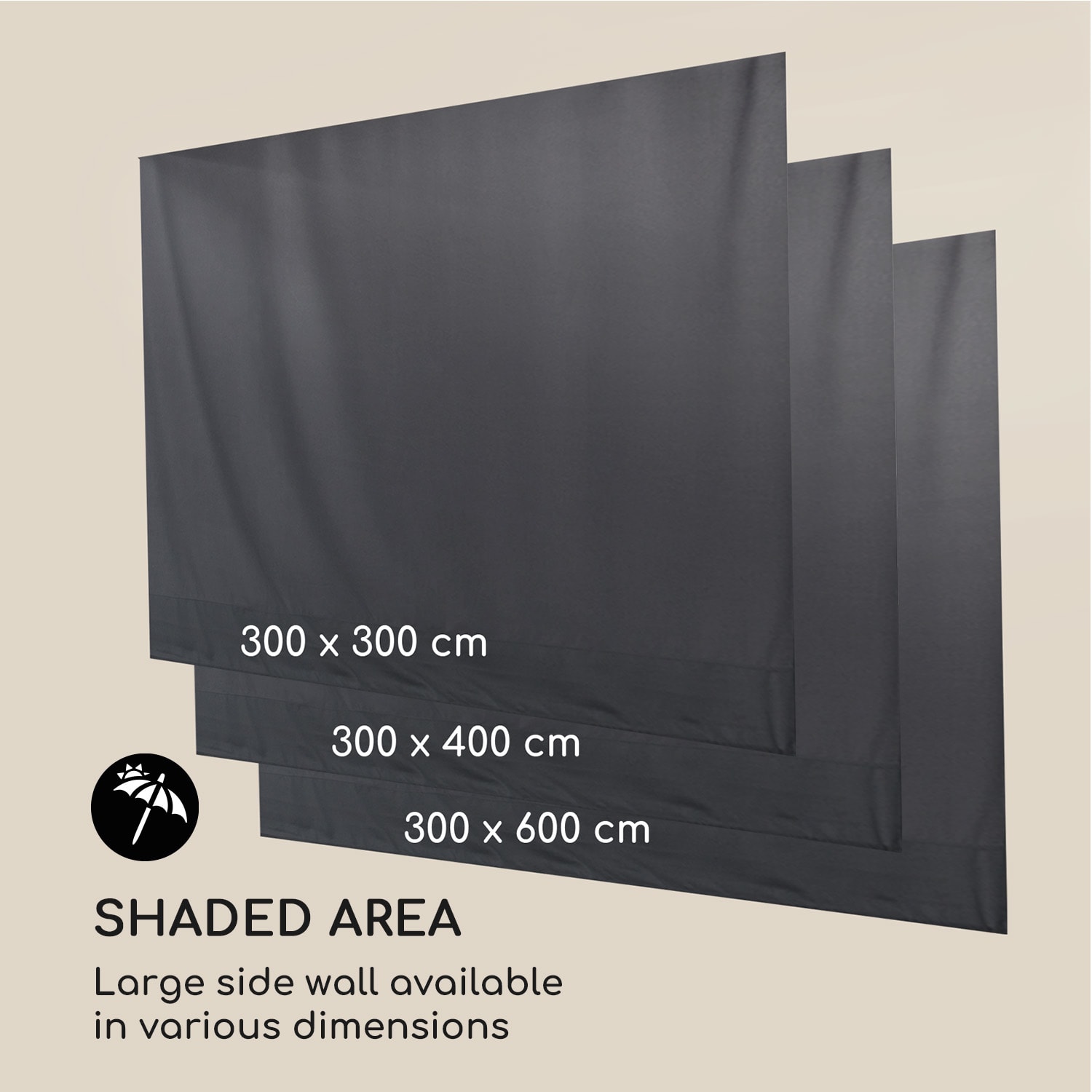 Pantheon Cortina Pergola, комплект резервни странични стени, 4 стени, 200 г/м², полестер, 3 х 6 м 