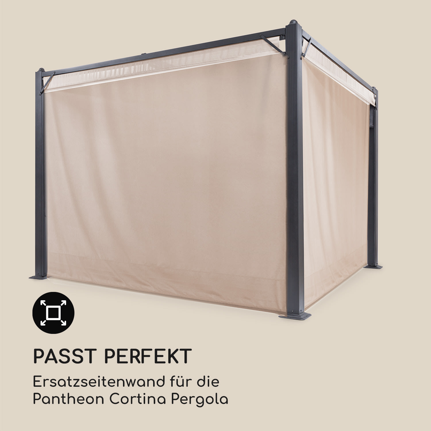 Pantheon Cortina Pergola Ersatzseitenwand Set: 4 Wände 200 g/m²   Polyester-Tuch 3x6m 3 x 6 m | Beige