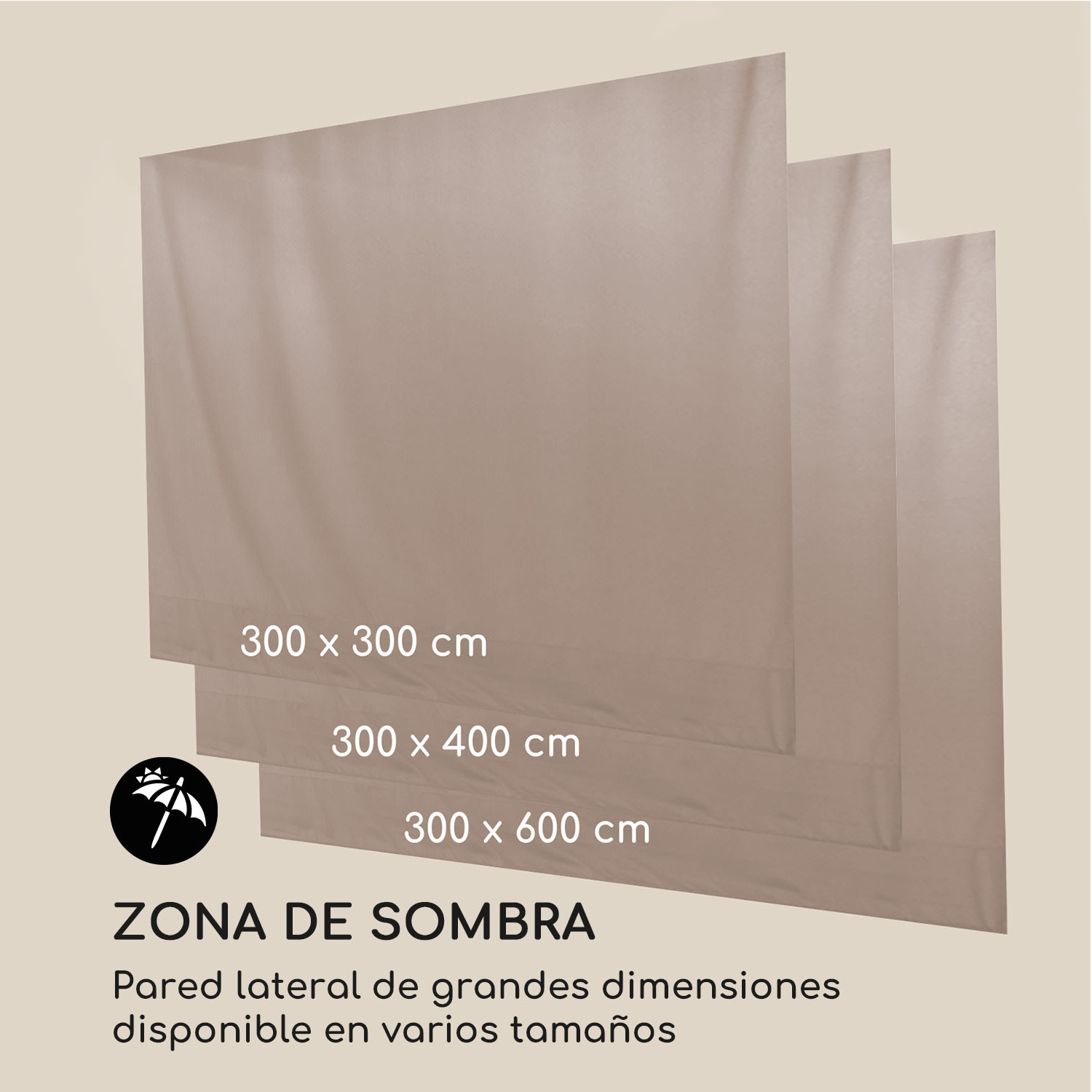 Pérgola Pantheon Cortina set pared lateral de repuesto: 4 paredes 200 g/m² tela de poliéster 3 x 6 m  
