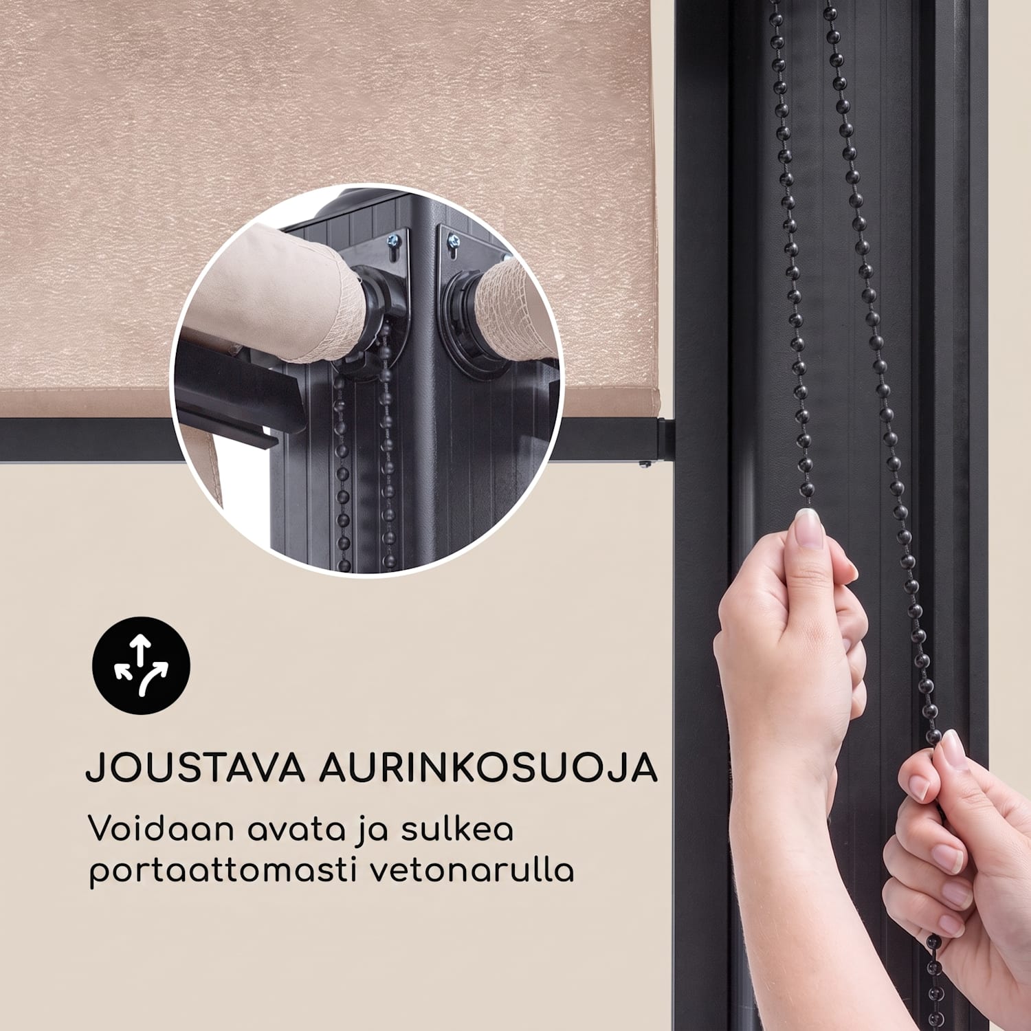 Pantheon Cortina paviljongin sivuseinäsetti varaosaksi: 200 g/m² polyesterikangas 3 x 6 m 3 x 6 m | Beige