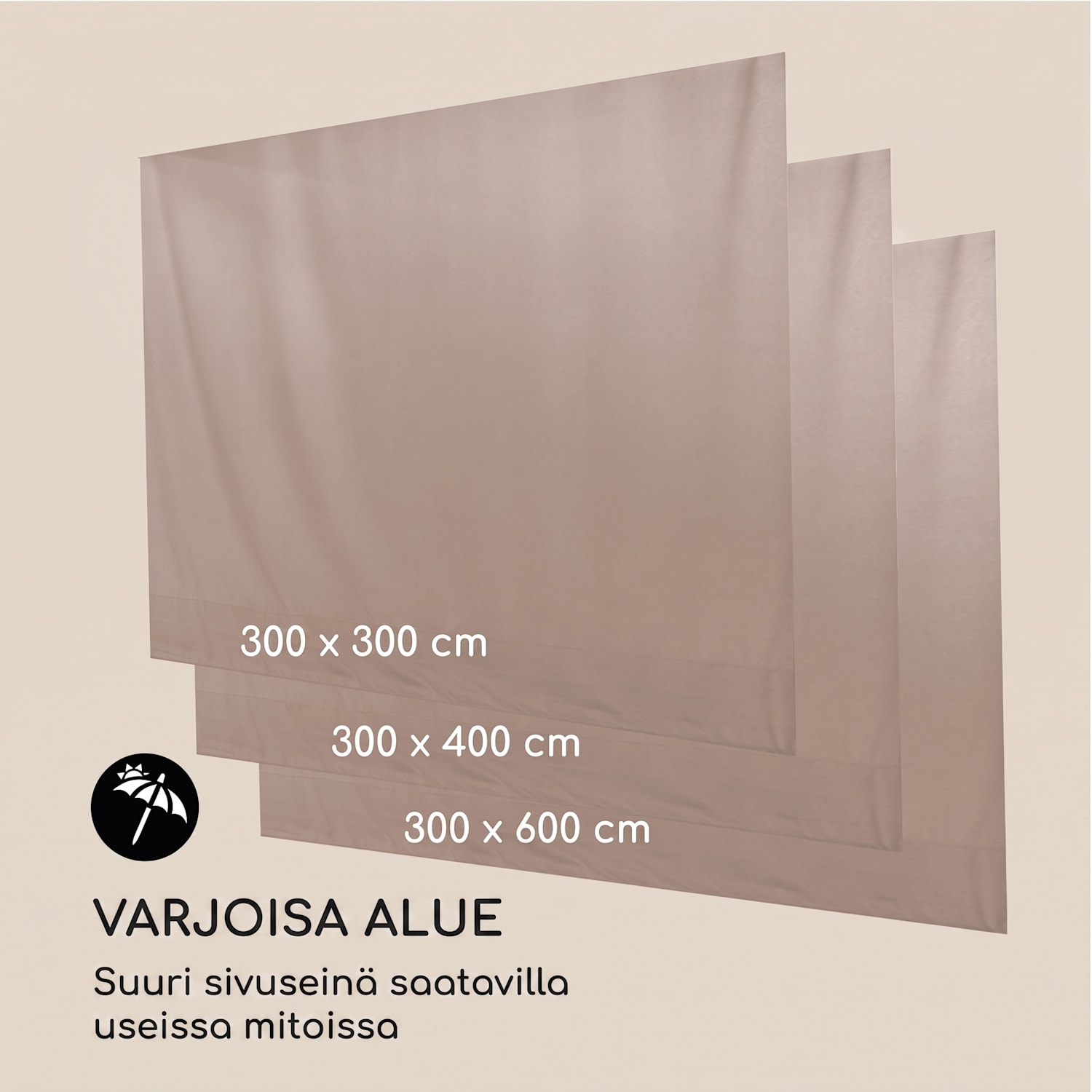 Pantheon Cortina paviljongin sivuseinäsetti varaosaksi: 200 g/m² polyesterikangas 3 x 6 m 3 x 6 m | Beige