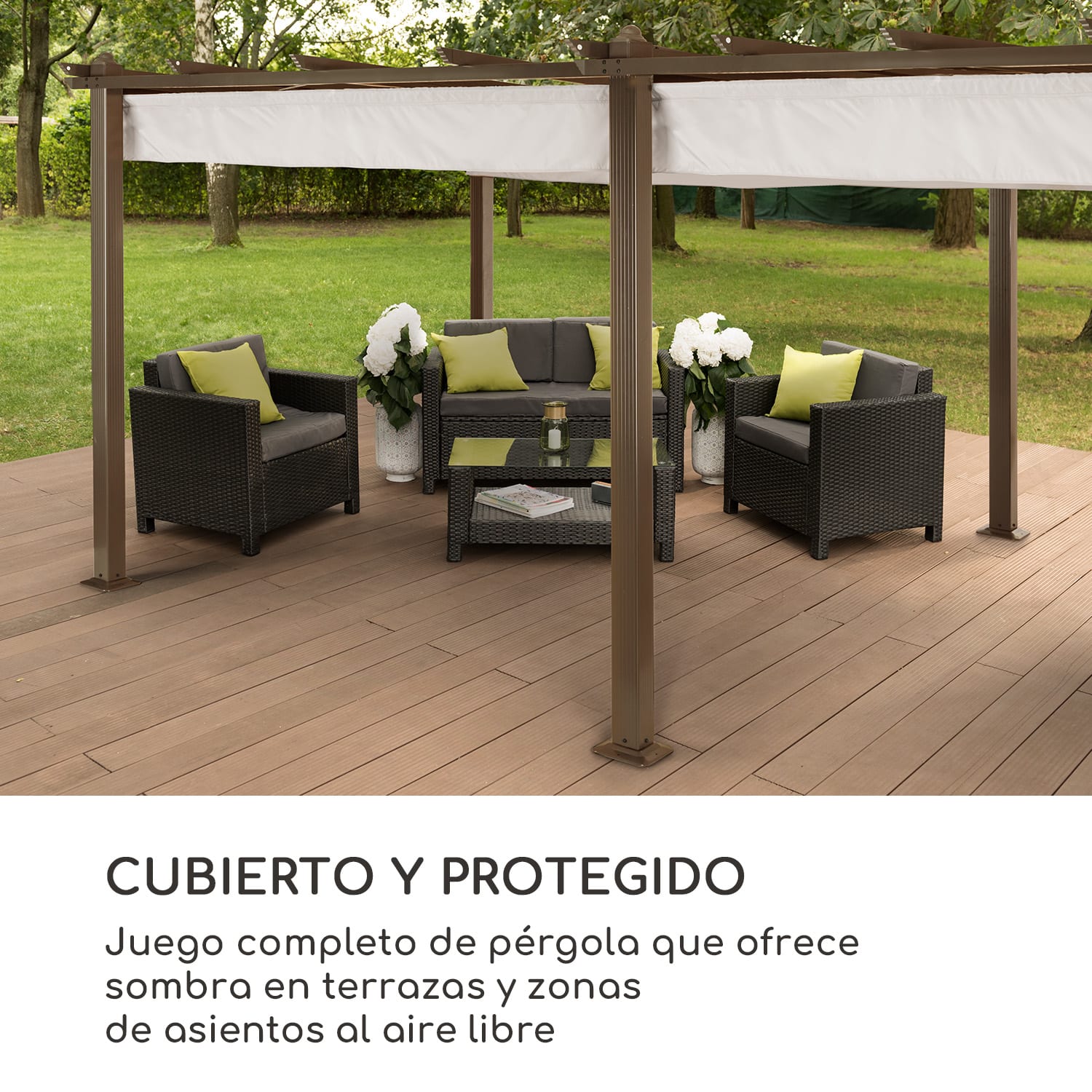 Pérgola de recambio Pantheon Rust 200 g/m² Tela de poliéster 3 x 6 m incl. cuerda de elevación. 3 x 6 m | Blanco