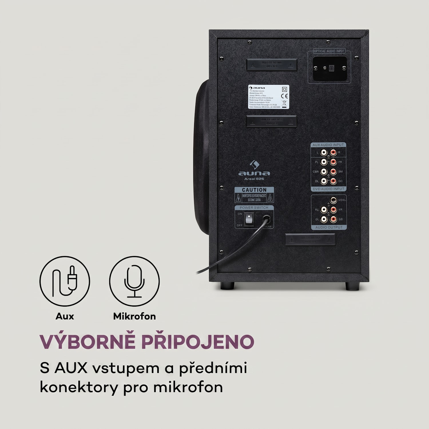 Areal 825 5.1 reproduktorový systém 200 W RMS BT USB SD AUX Dálkové ovládání Černá