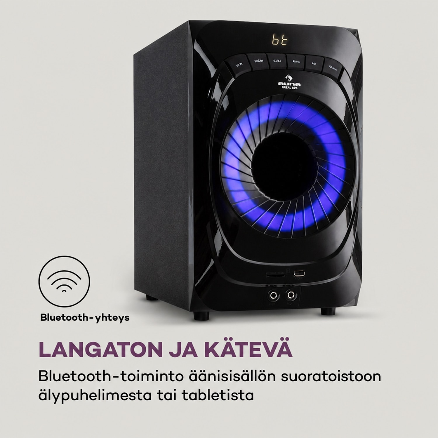 Areal 825 5.1 kaiutinjärjestelmä 200 W RMS Bluetooth USB SD AUX kaukosäädin Musta
