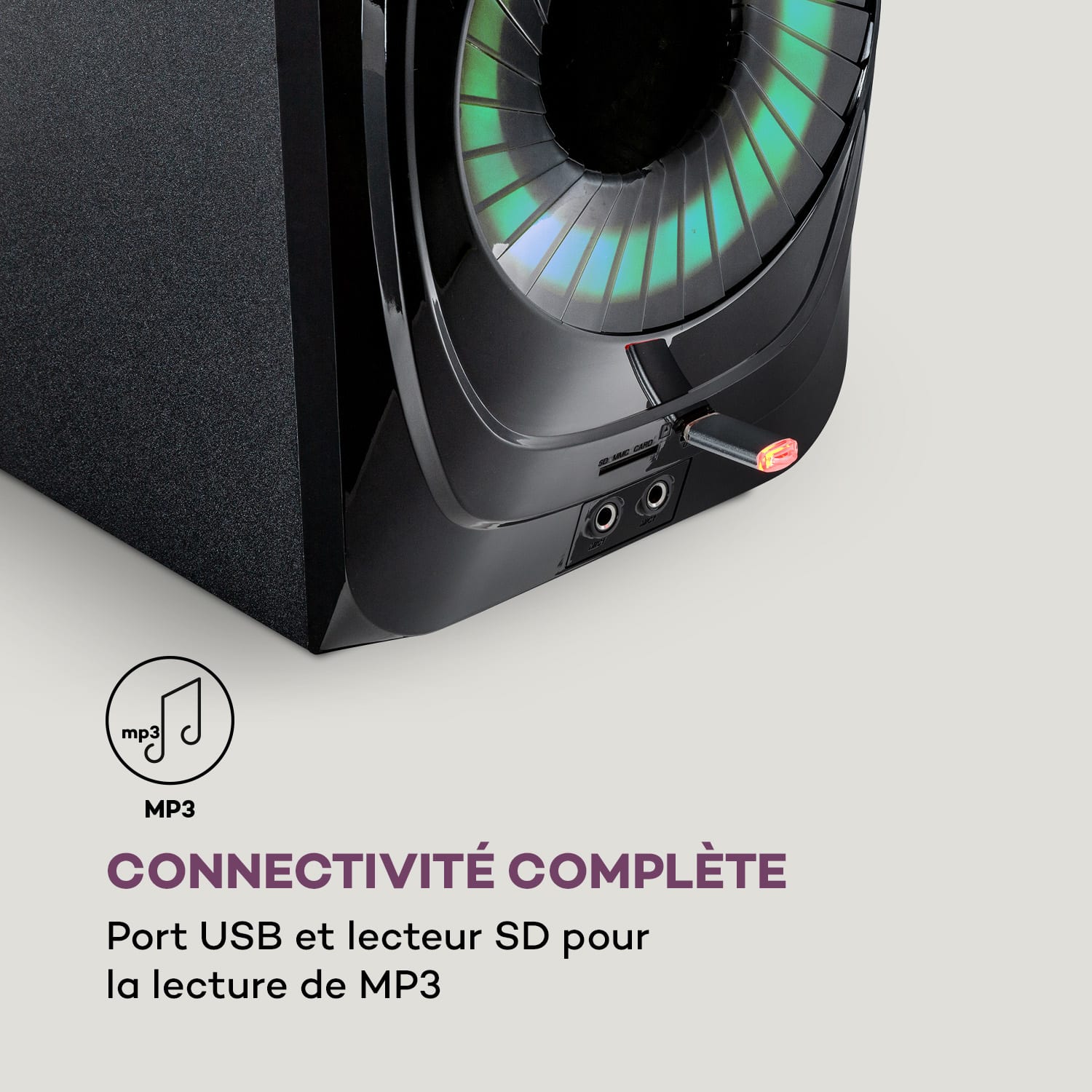 Areal 825 Système d'enceintes 5.1 200 W RMS BT USB SD AUX Télécommande Noir