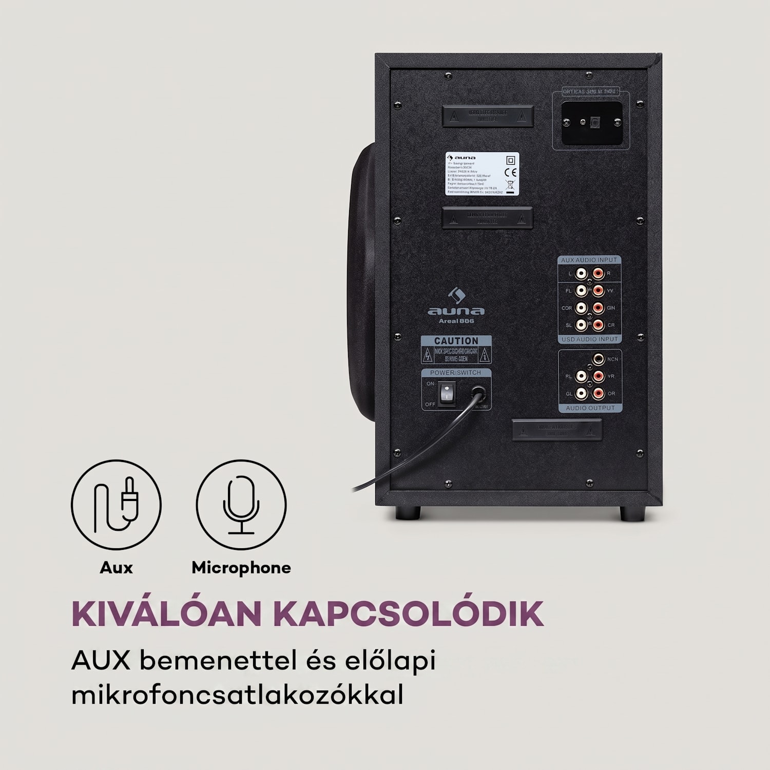 Areal 825 5.1 Hangszóró rendszer 200 W RMS BT USB SD AUX Távirányítás Fekete