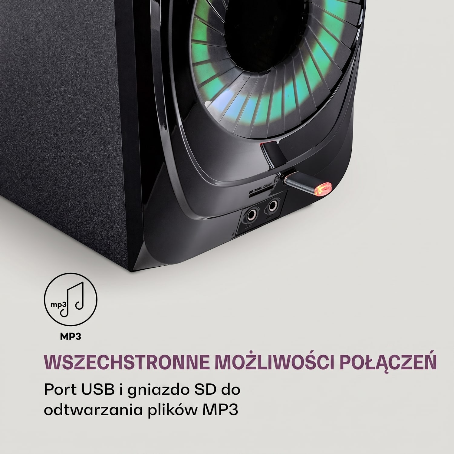 Areal 825, kino domowe 5.1, 200 W RMS, Bluetooth, USB, SD, AUX, pilot zdalnego sterowania Czarny
