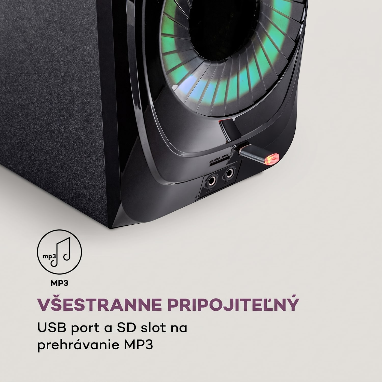 Areal 825 5.1 Reproduktorový systém 200 W RMS BT USB SD AUX Diaľkové ovládanie Čierna