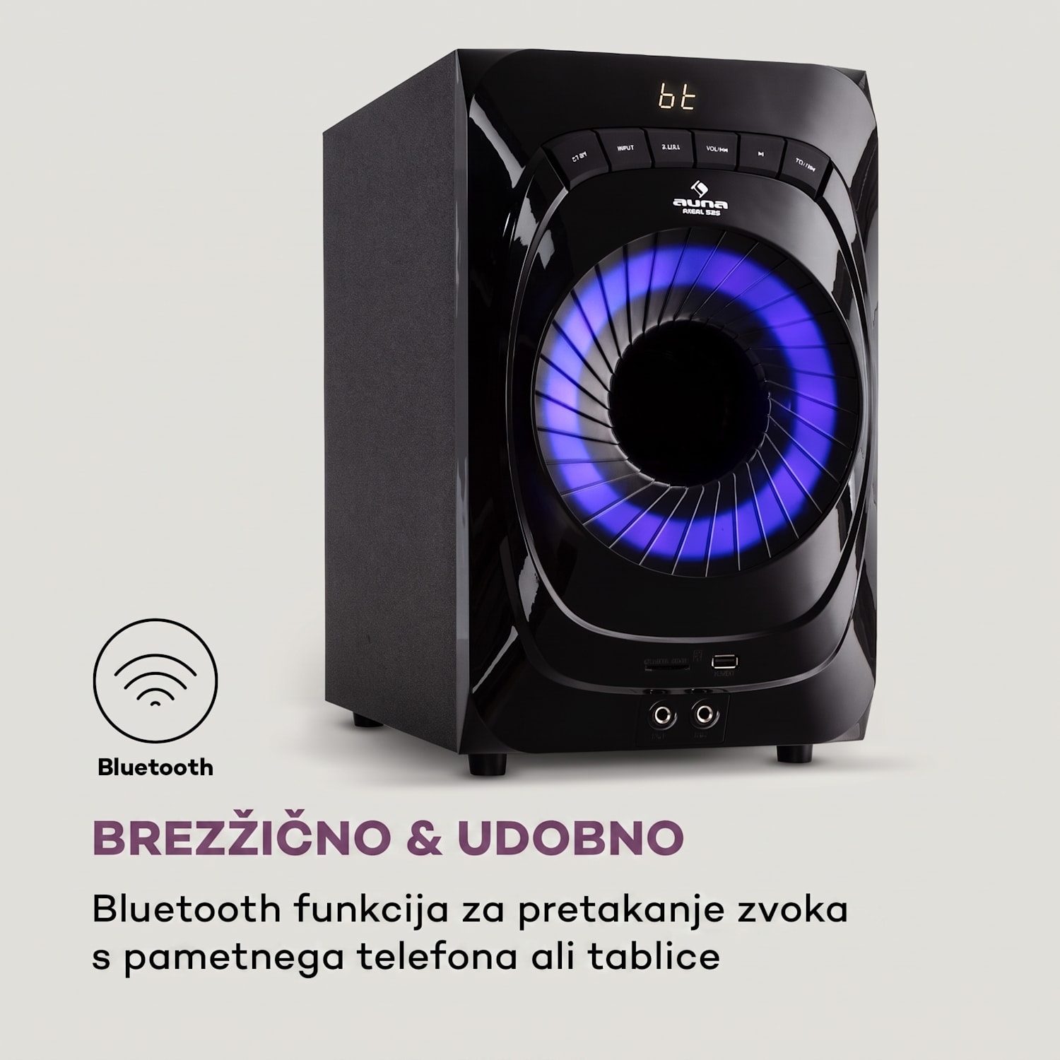 Areal 825 5.1 sistem zvočnikov 200 W RMS BT USB SD AUX Daljinski upravljalnik Črna