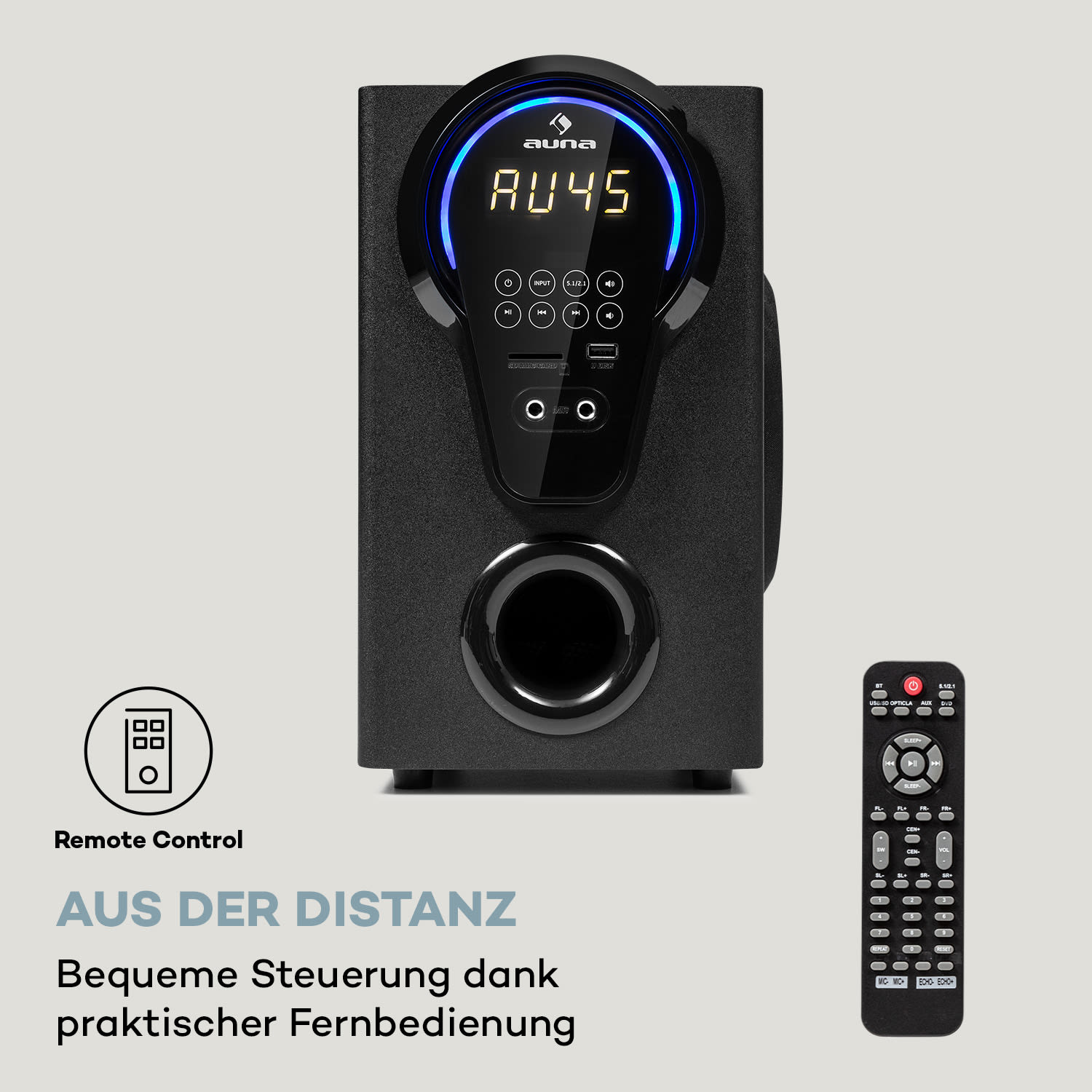 Areal 525 DG 5.1-Surround-System 125W RMS Opt-In BT USB SD AUX Fernbedienung Schwarz
