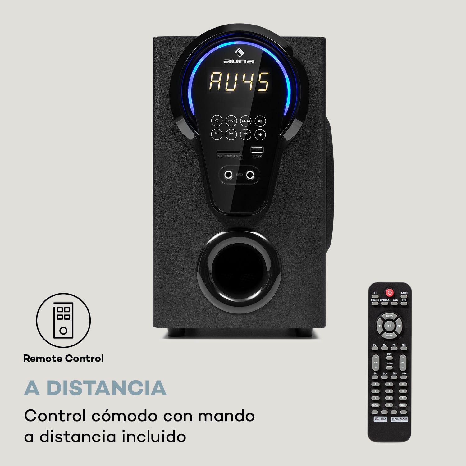Areal 525 DG 5.1-Sistema Surround 125W RMS Opt-In BT USB SD AUX, mando a distancia Negro