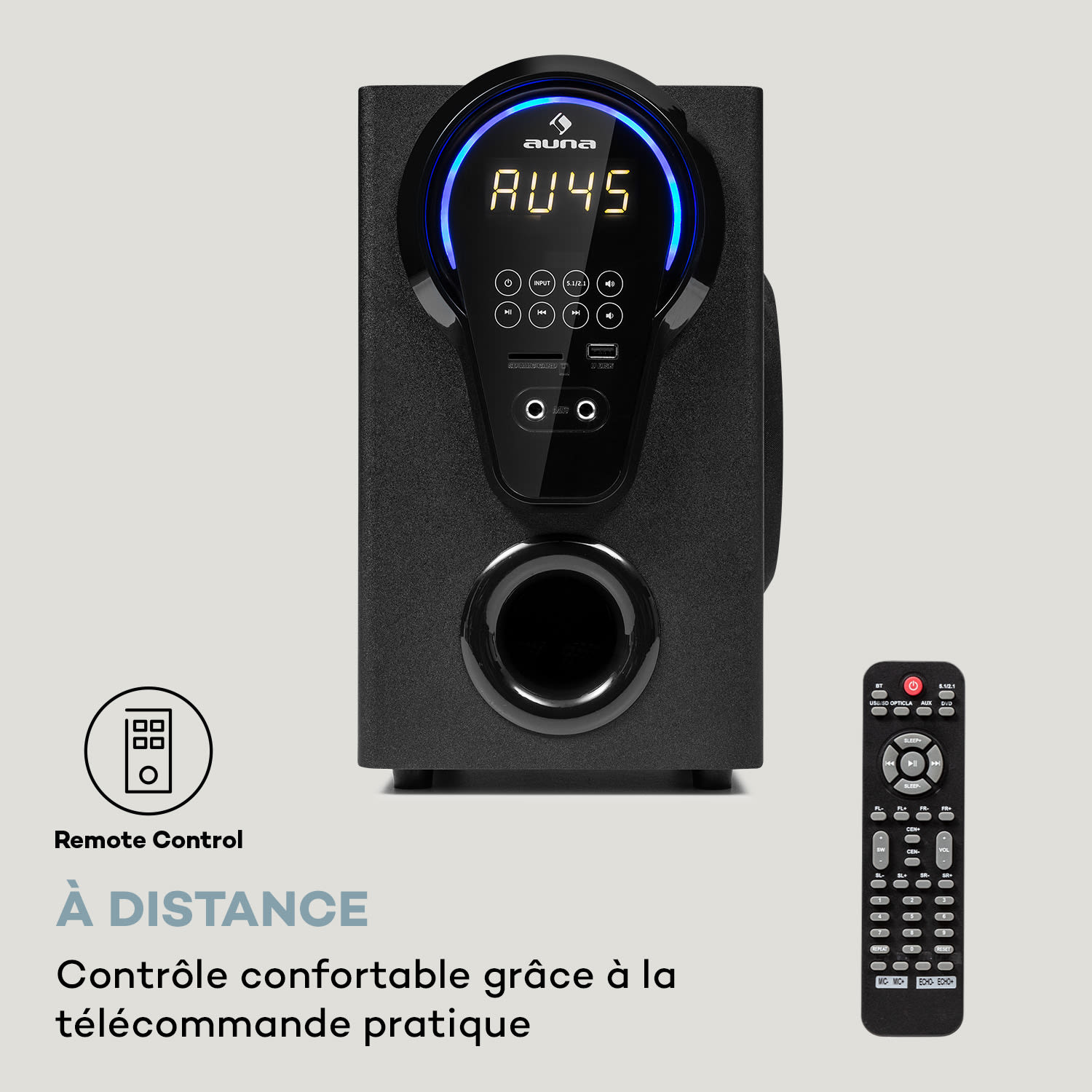 Areal 525 DG Système Surround 5.1 125W RMS Opt-In BT USB SD AUX Télécommande Noir
