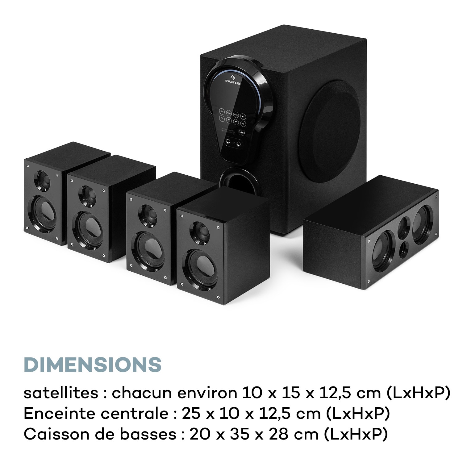 Areal 525 DG Système Surround 5.1 125W RMS Opt-In BT USB SD AUX Télécommande Noir
