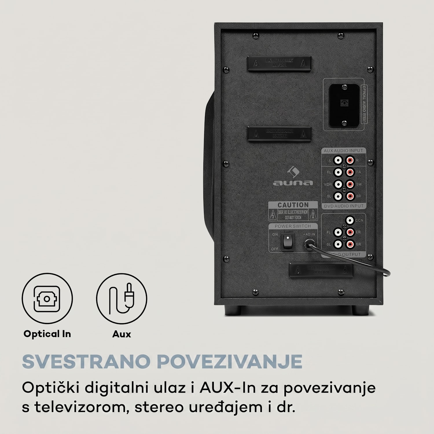 Areal 525 DG, 5.1 sustav kućnog kina, 125 W RMS, optički ulaz, BT, USB, SD, AUX, daljinski upravljač Crna