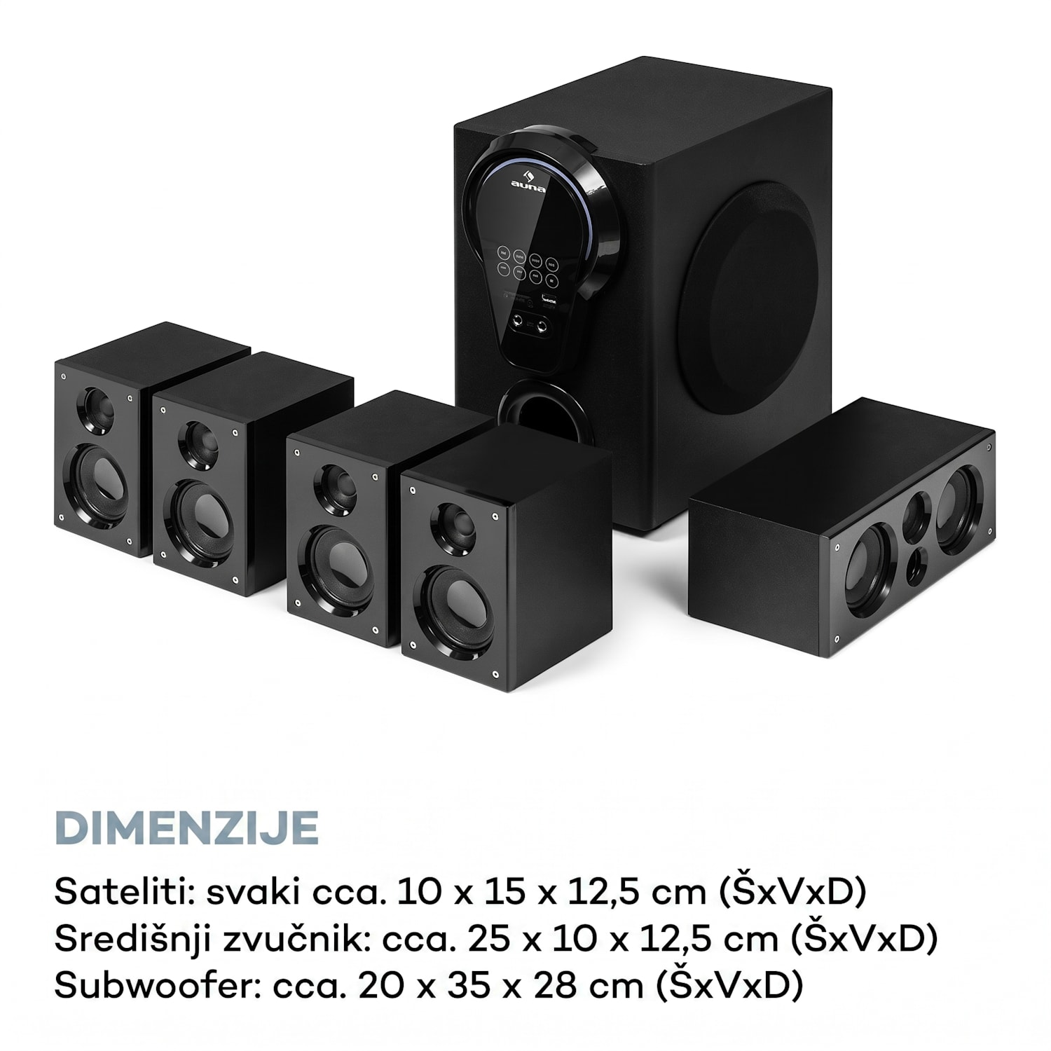 Areal 525 DG, 5.1 sustav kućnog kina, 125 W RMS, optički ulaz, BT, USB, SD, AUX, daljinski upravljač Crna