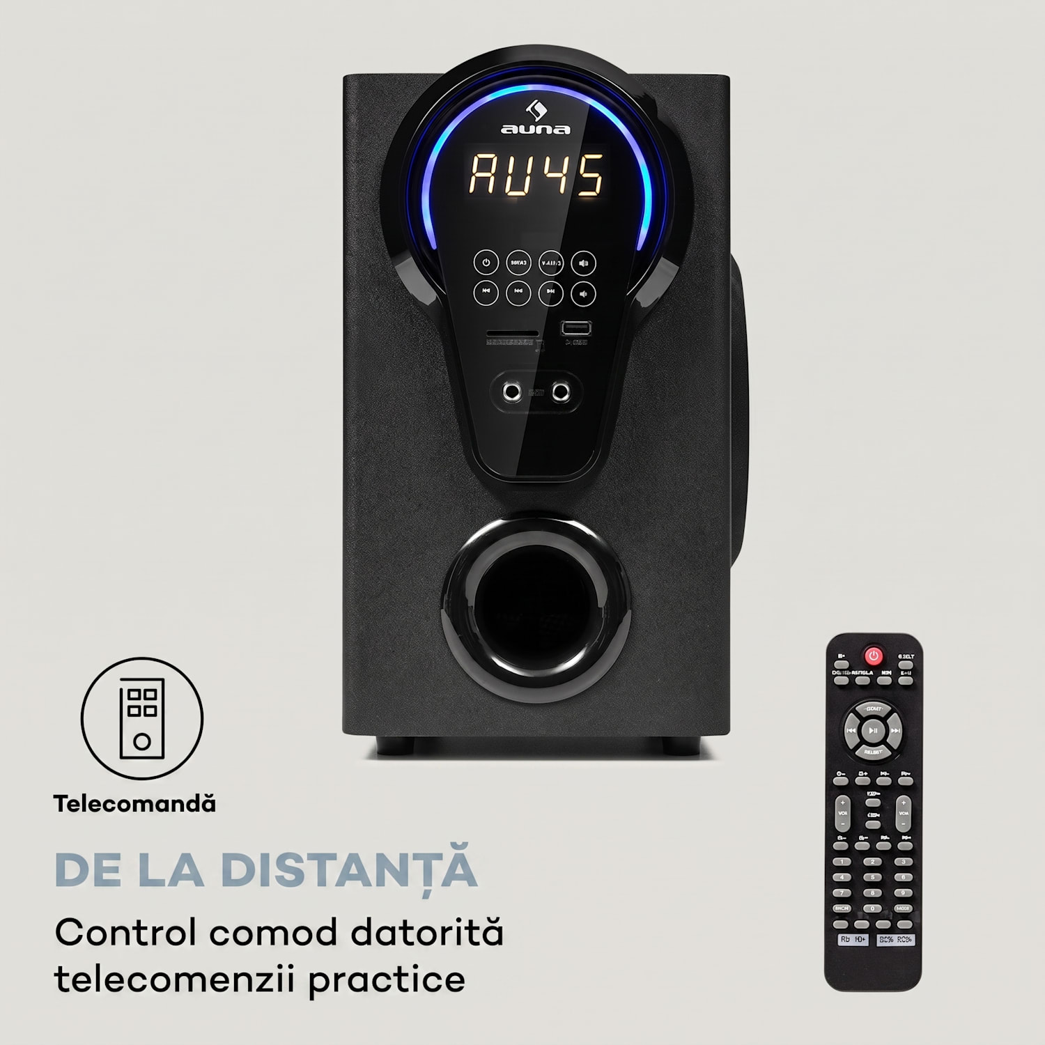 Areal 525 DG, sistem home cinema 5.1, 125 W RMS, intrare optică, BT, USB, SD, AUX, telecomandă Negru