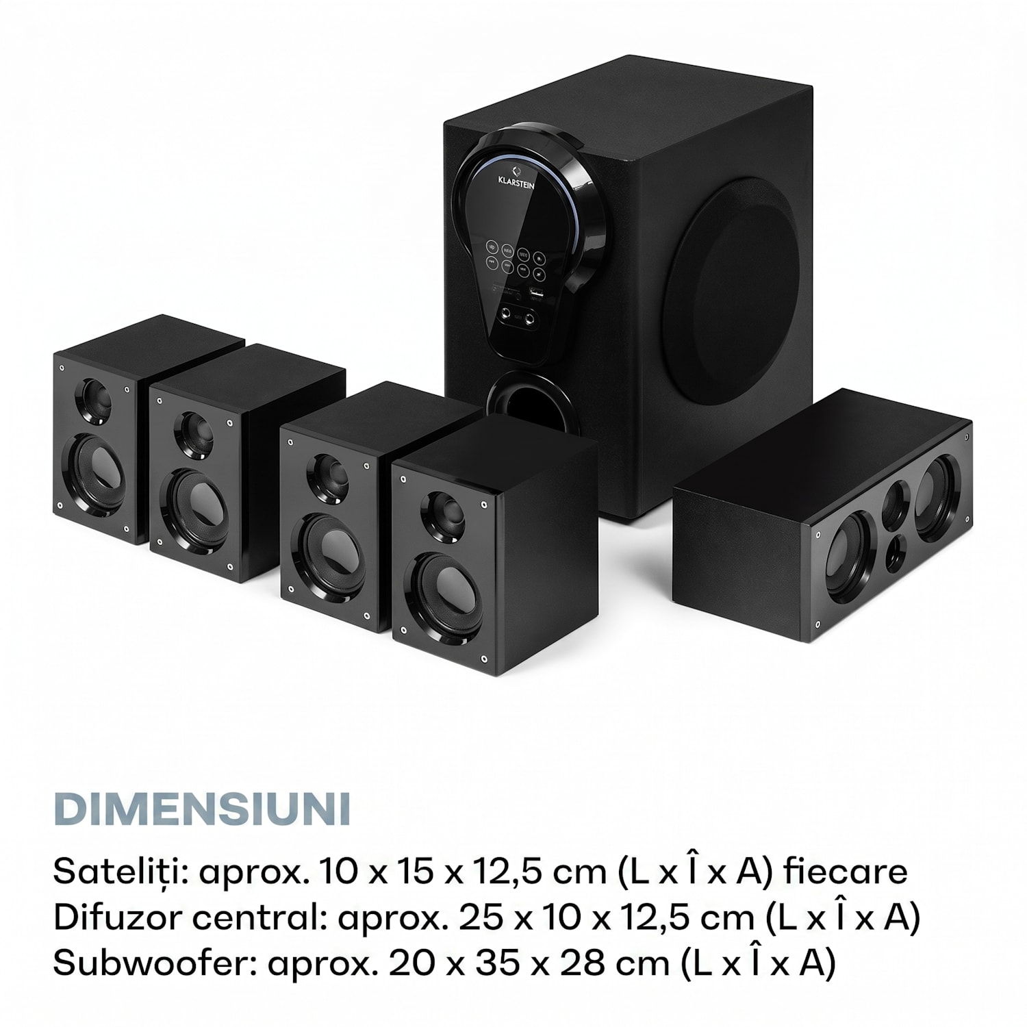 Areal 525 DG, sistem home cinema 5.1, 125 W RMS, intrare optică, BT, USB, SD, AUX, telecomandă Negru