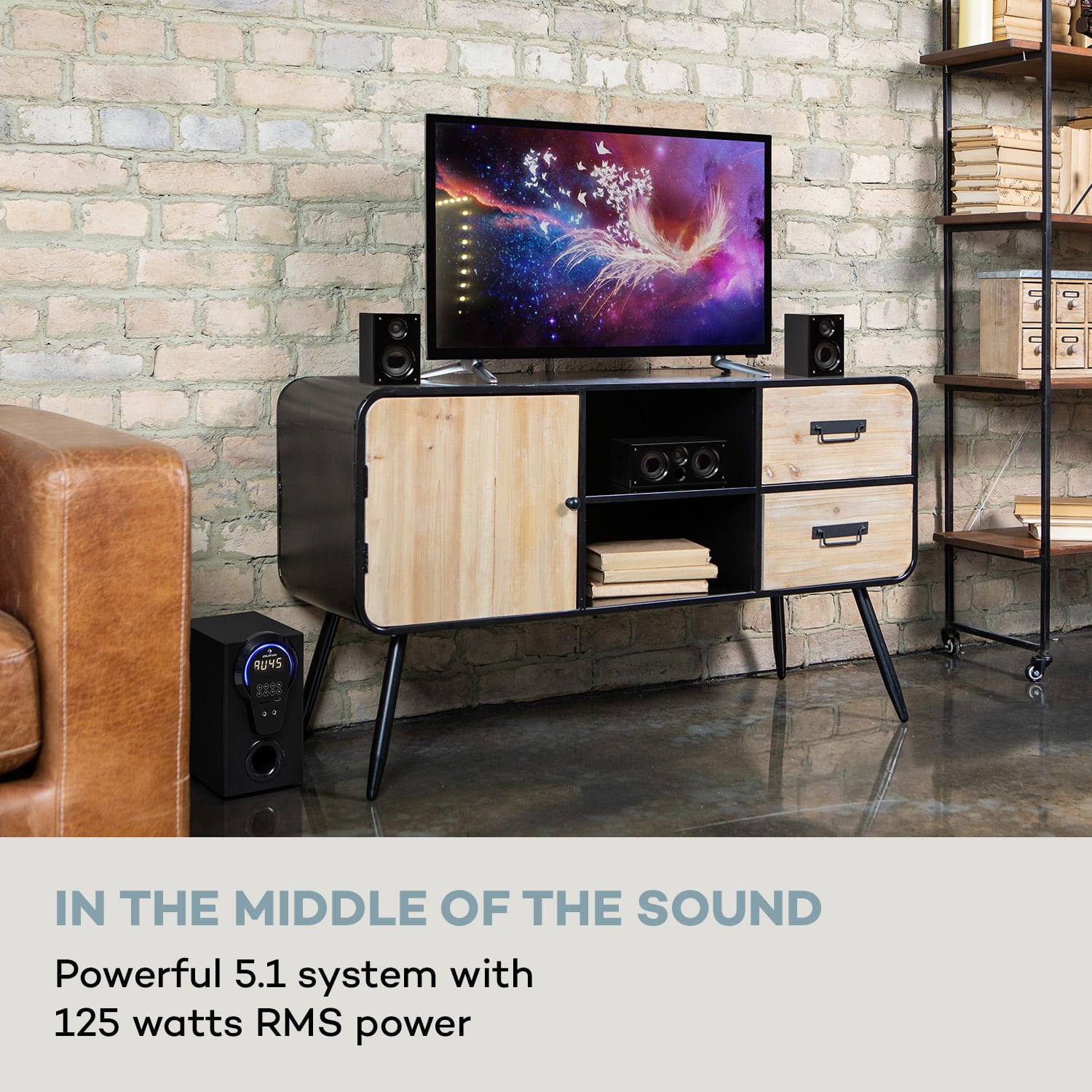 Areal 525 DG, 5.1 Surround System, 125W, RMS, Opt-In, BT, USB, SD, AUX, remote control Black