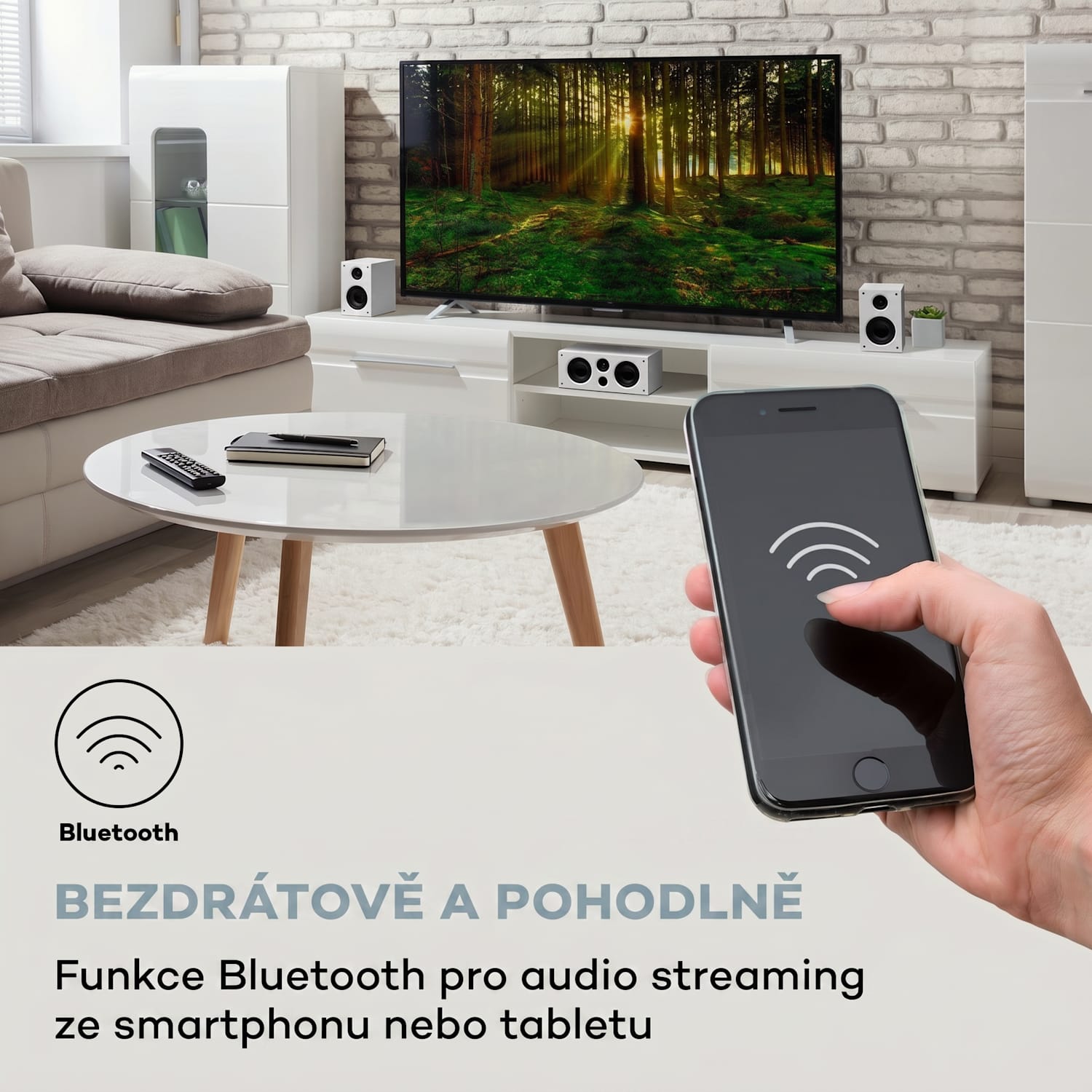 Areal 525 DG, 5.1 systém domácího kina, 125 W RMS, optický vstup, BT, USB, SD, AUX, dálkový ovladač Bílá