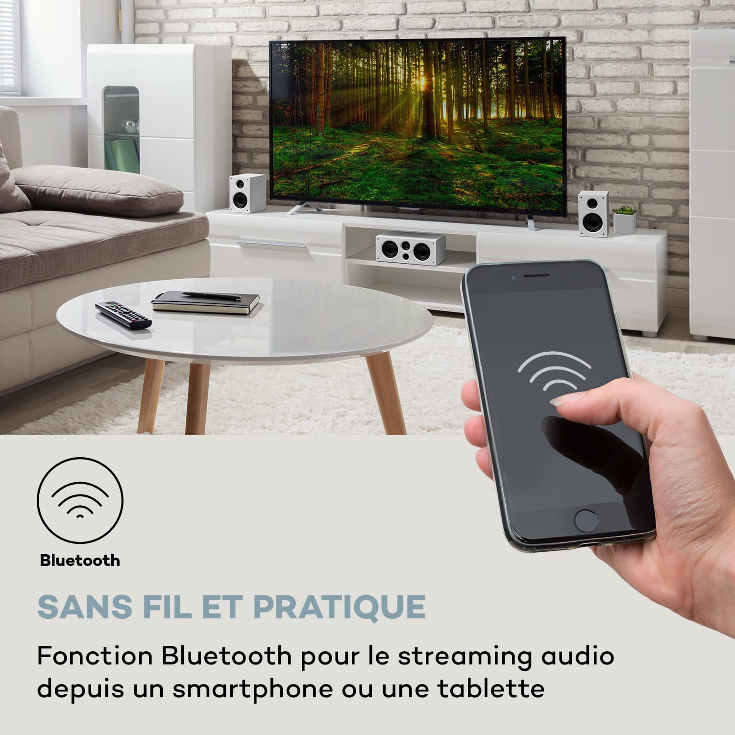 Areal 525 DG 5.1-surround-systeem 125W RMS opt-in BT USB SD AUX afstandsbediening Wit