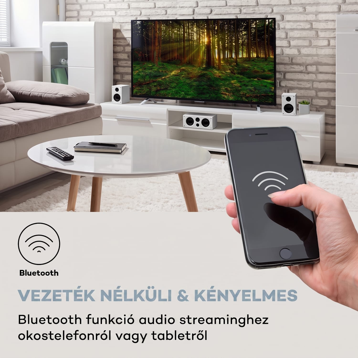 Areal 525 DG, 5.1 házimozi rendszer, 125 W RMS, optikai bemenet, BT, USB, SD, AUX, távirányító Fehér