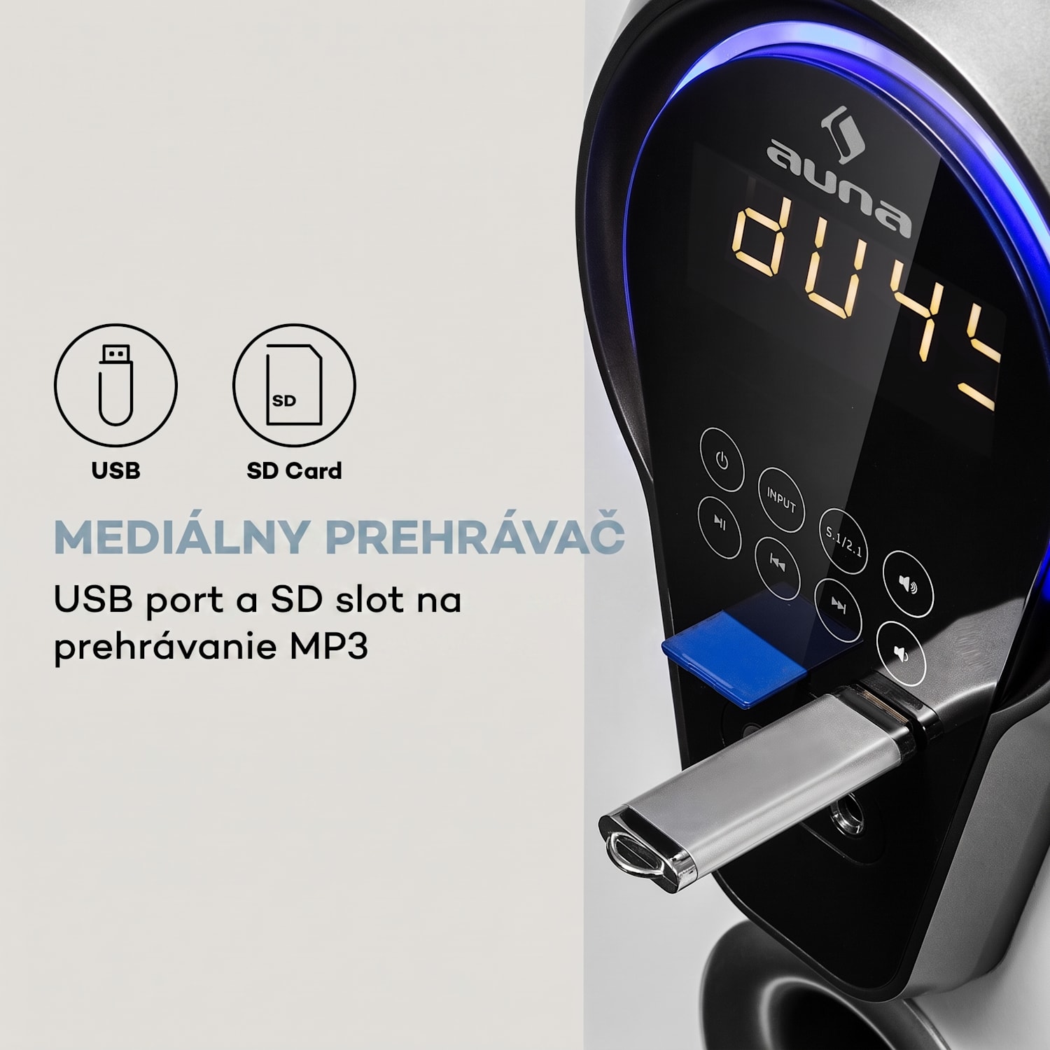 Areal 525 DG, 5.1 systém domáceho kina, 125 W RMS, optický vstup, BT, USB, SD, AUX, diaľkový ovládač Biela