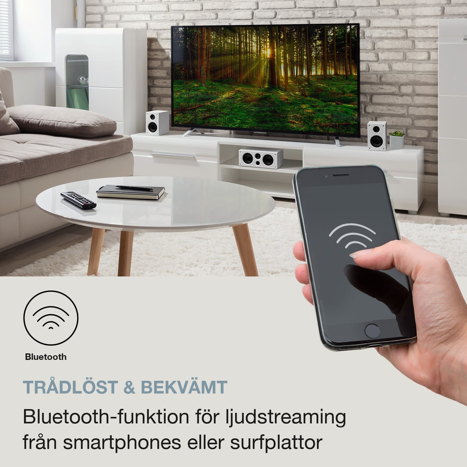 Areal 525 DG 5.1-surround-system 125W RMS opt-In BT USB SD AUX fjärrkontroll Vit