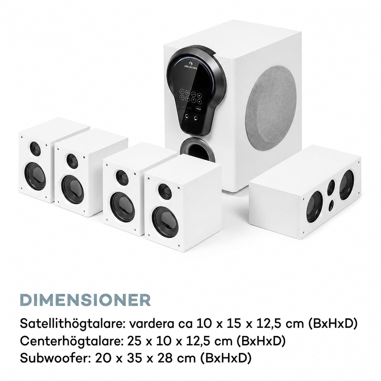 Areal 525 DG 5.1-surround-system 125W RMS opt-In BT USB SD AUX fjärrkontroll Vit
