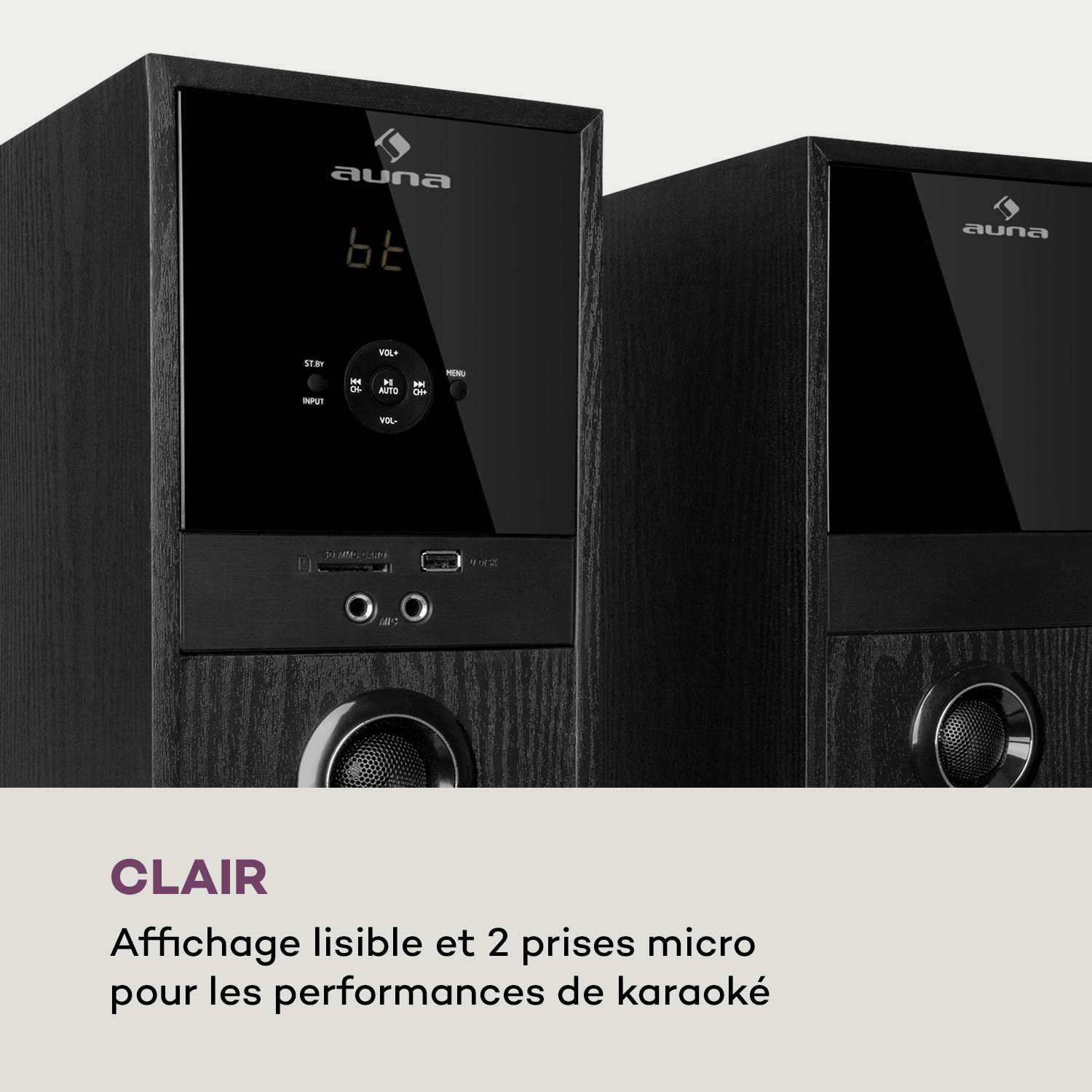 Auna Line 200A Enceintes sur pied 3 voies 2 x 80 Watt RMS Hauteur : 92 cm 